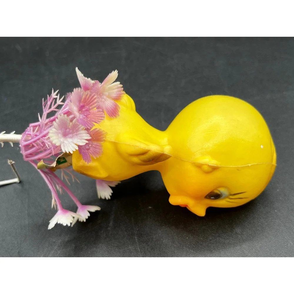 VTG Rosbro Era Yellow Chick Blow Mold 1950s Flower Spike Easter Decor Kitsch